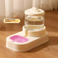 HKM-4613565 Automatic Cat Food and Water Dispenser with 4000ML Capacity in Cream Yellow