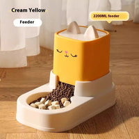 HKM-4613565 Automatic Cat Food and Water Dispenser with 4000ML Capacity in Cream Yellow