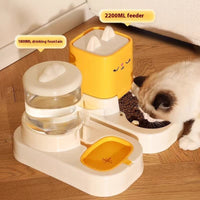 HKM-4613565 Automatic Cat Food and Water Dispenser with 4000ML Capacity in Cream Yellow