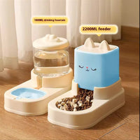 HKM-4613565 Automatic Cat Food and Water Dispenser with 4000ML Capacity in Cream Yellow