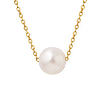 HKM-461395 Fashion Jewelry Gold Plated Freshwater Pearl Necklace Stainless Steel Chain Link Natural Pearl Pendant Necklace