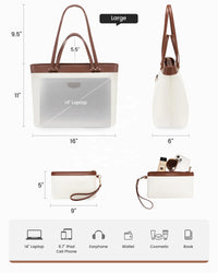 HKM-461395 Spacious 14 Inch PU Leather Briefcase for Women - Stylish Tote with Compartments for Office and School