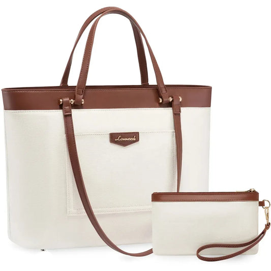HKM-461395 Spacious 14 Inch PU Leather Briefcase for Women - Stylish Tote with Compartments for Office and School