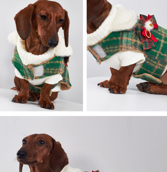 HKM-4614333 Christmas Plaid Dog Coats in Red and Green - European and American Style Pet Clothing