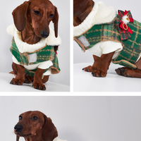 HKM-4614333 Christmas Plaid Dog Coats in Red and Green - European and American Style Pet Clothing