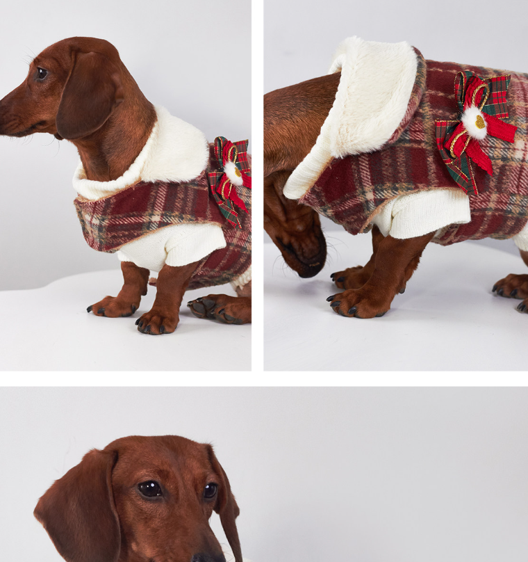 HKM-4614333 Christmas Plaid Dog Coats in Red and Green - European and American Style Pet Clothing