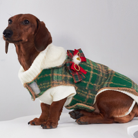 HKM-4614333 Christmas Plaid Dog Coats in Red and Green - European and American Style Pet Clothing