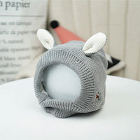 HKM-4614589 Knitted Rabbit Ear Hat for Pets - Available in Red, Gray, and Beige