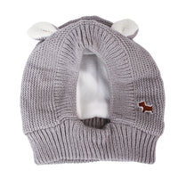 HKM-4614589 Knitted Rabbit Ear Hat for Pets - Available in Red, Gray, and Beige