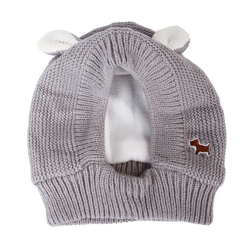 HKM-4614589 Knitted Rabbit Ear Hat for Pets - Available in Red, Gray, and Beige