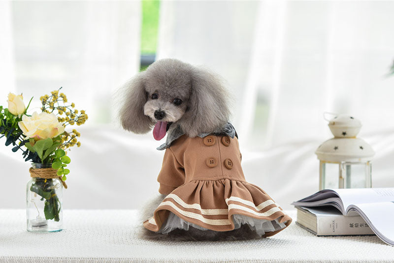 HKM-4616125 Autumn and Winter Pet Cotton Princess Dress with Skirt ¨C Available in Various Sizes