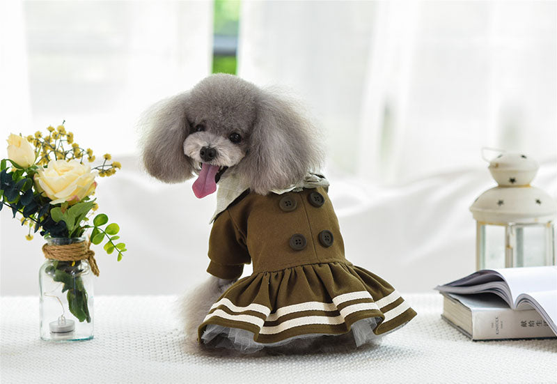 HKM-4616125 Autumn and Winter Pet Cotton Princess Dress with Skirt ¨C Available in Various Sizes