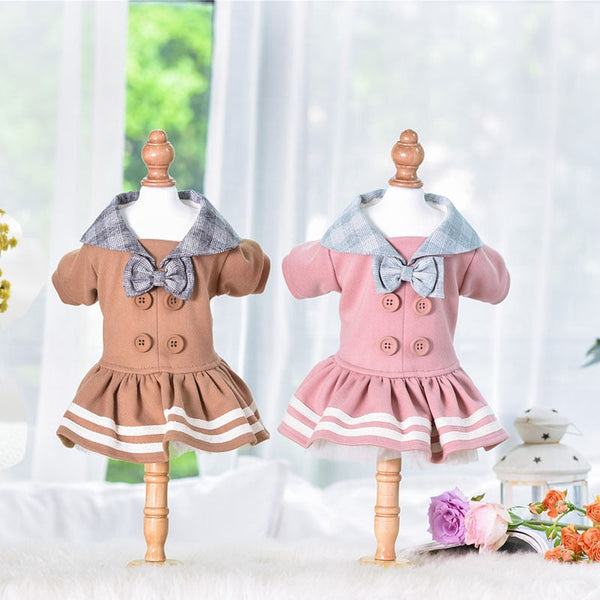 HKM-4616125 Autumn and Winter Pet Cotton Princess Dress with Skirt ¨C Available in Various Sizes