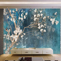HKM-461843 Hand-Painted Retro TV Background Wallpaper - Silk/Non-Woven Material, Custom Size Available