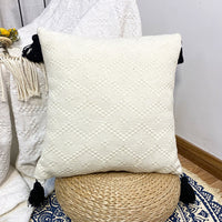 HKM-461907 Geometric Abstract Cotton Printed Tassel Pillowcase with PP Cotton Filling