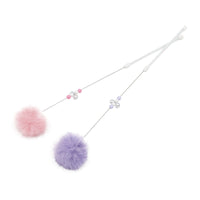 HKM-4620349 Cat Teaser Wand with Rabbit Hair Ball, Candy Beads, and Bell - 40cm Long