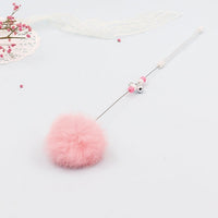 HKM-4620349 Cat Teaser Wand with Rabbit Hair Ball, Candy Beads, and Bell - 40cm Long