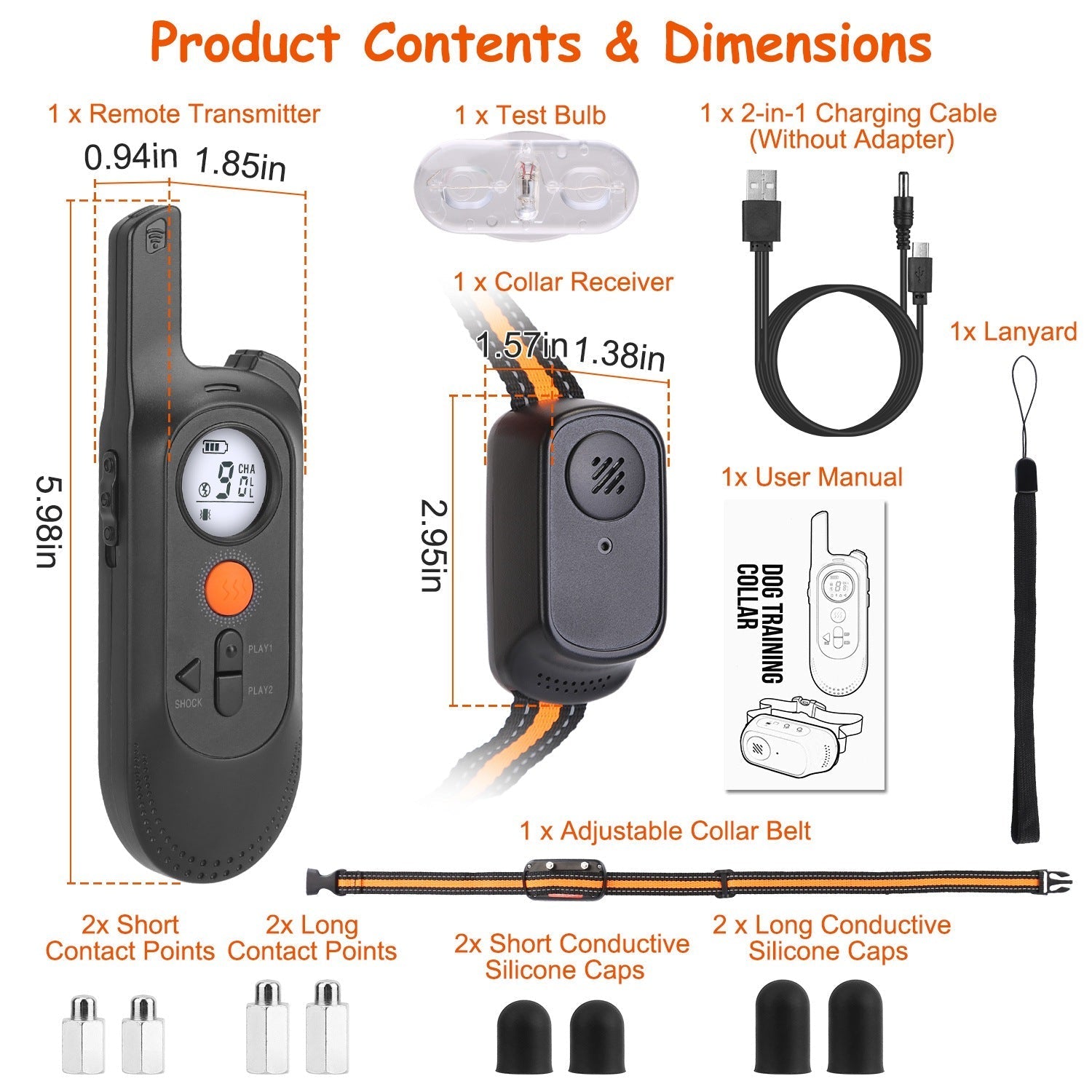 HKM-4620989 Rechargeable Dog Training Collar with 3 Training Modes, IP65 Waterproof, 984FT Range, Safety Lock, and Adjustable Correction Levels