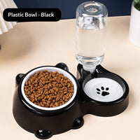 HKM-4621373 Bear Ear 2-in-1 Pet Water and Food Dispenser - Available in Plastic and Steel Bowl Options