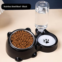 HKM-4621373 Bear Ear 2-in-1 Pet Water and Food Dispenser - Available in Plastic and Steel Bowl Options