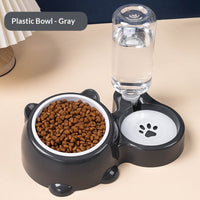 HKM-4621373 Bear Ear 2-in-1 Pet Water and Food Dispenser - Available in Plastic and Steel Bowl Options