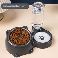 HKM-4621373 Bear Ear 2-in-1 Pet Water and Food Dispenser - Available in Plastic and Steel Bowl Options