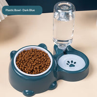 HKM-4621373 Bear Ear 2-in-1 Pet Water and Food Dispenser - Available in Plastic and Steel Bowl Options