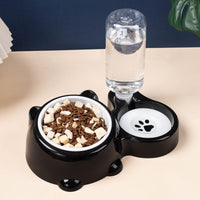 HKM-4621373 Bear Ear 2-in-1 Pet Water and Food Dispenser - Available in Plastic and Steel Bowl Options