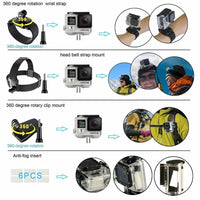 HKM-462227 Universal Sports Camera Mounting Accessories Kit with Chest Strap, Head Belt, Monopod, and More