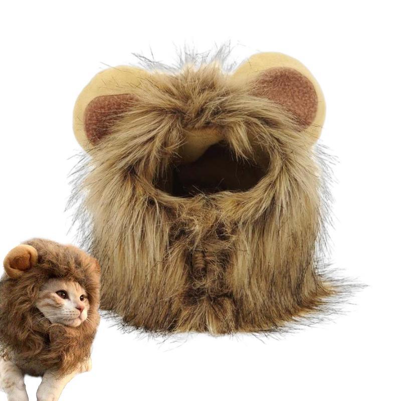 HKM-4622781 Lion Mane Costume for Cats and Small Dogs - Realistic Faux Fur Headgear with Adjustable Band