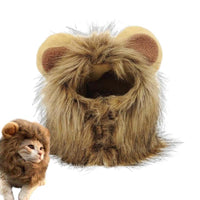 HKM-4622781 Lion Mane Costume for Cats and Small Dogs - Realistic Faux Fur Headgear with Adjustable Band