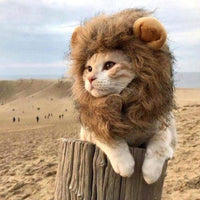 HKM-4622781 Lion Mane Costume for Cats and Small Dogs - Realistic Faux Fur Headgear with Adjustable Band