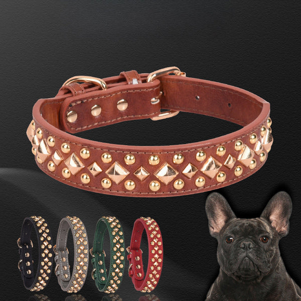 HKM-4623293 Stylish Rivet Leather Dog Collar for Small to Large Breeds