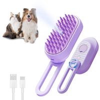 HKM-462355 3-in-1 Cat Steam Brush with Foldable Handle for Pet Grooming, Cleaning, and Massage - Ideal for Cats and Dogs