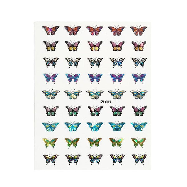 HKM-462483 Holographic Butterfly Nail Art Stickers for Creative Manicure Designs