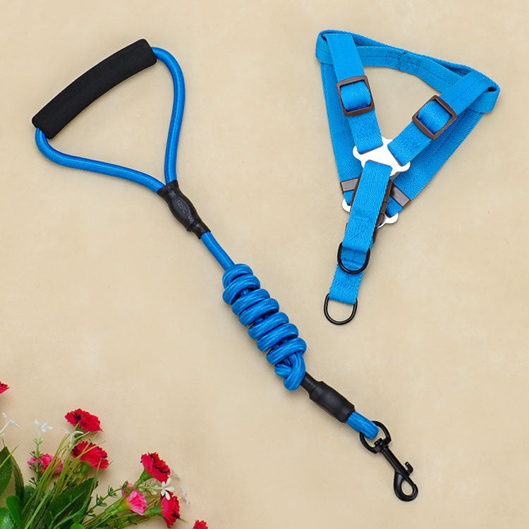 HKM-4625085 Foam Handle Chest Strap and Traction Rope Set for Dogs - Multi-Color Options Available
