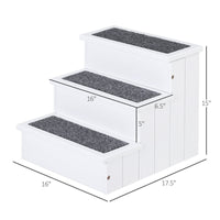 HKM-4626749 3-Step Carpeted Non-Slip Pet Stairs for Cats & Small Dogs - Compact Storage Design