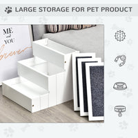 HKM-4626749 3-Step Carpeted Non-Slip Pet Stairs for Cats & Small Dogs - Compact Storage Design