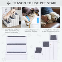 HKM-4626749 3-Step Carpeted Non-Slip Pet Stairs for Cats & Small Dogs - Compact Storage Design