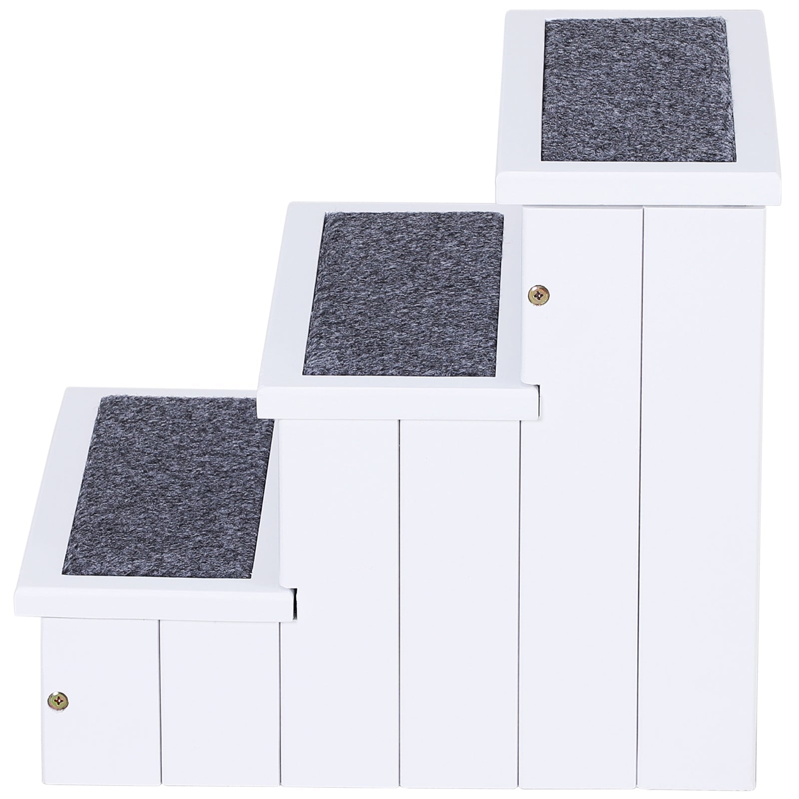 HKM-4626749 3-Step Carpeted Non-Slip Pet Stairs for Cats & Small Dogs - Compact Storage Design