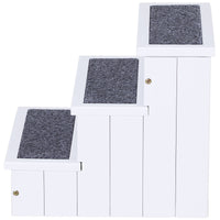 HKM-4626749 3-Step Carpeted Non-Slip Pet Stairs for Cats & Small Dogs - Compact Storage Design