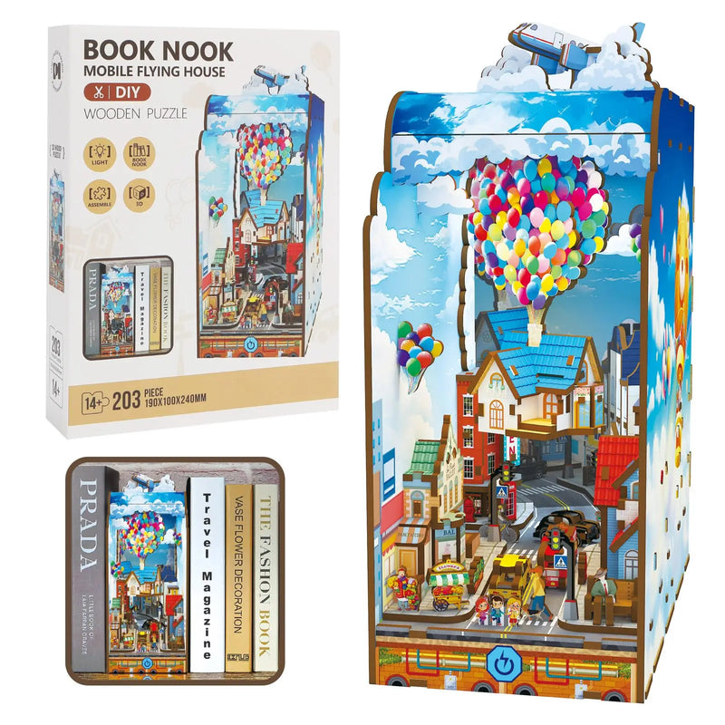 HKM-462675 3D Puzzle DIY Book Nook Kit with LED Light for Children and Educational Play