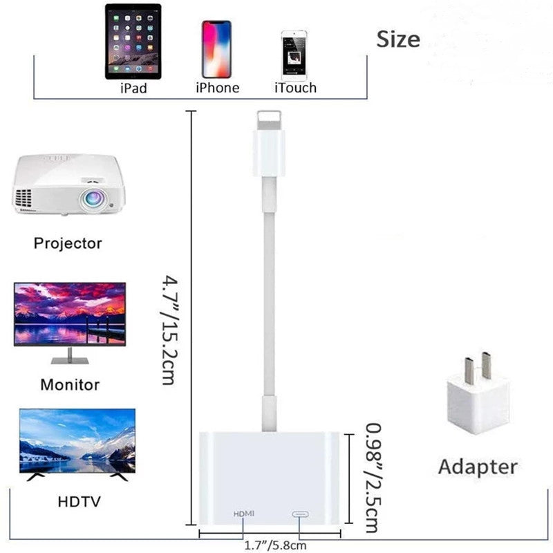 HKM-462675 HDMI Projector Adapter Cable - 1080P Resolution, 0.18m Length, On-Screen Converter in White