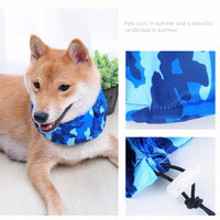 HKM-4628669 Pet Cooling Scarf with Ice Pack - Camouflage Design for Dogs and Cats, Adjustable Neck Size 35-70CM