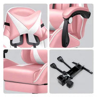 HKM-462867 Gaming Chair with Footrest, PU Upholstery, Nylon Base, and Smooth Wheels