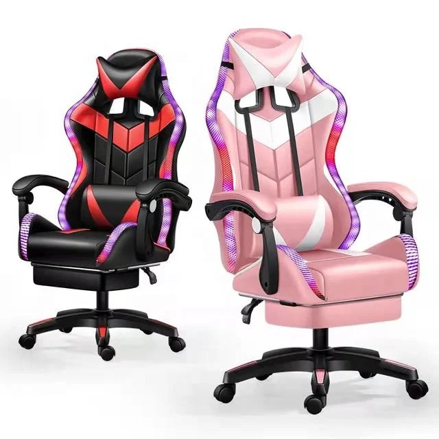 HKM-462867 Gaming Chair with Footrest, PU Upholstery, Nylon Base, and Smooth Wheels