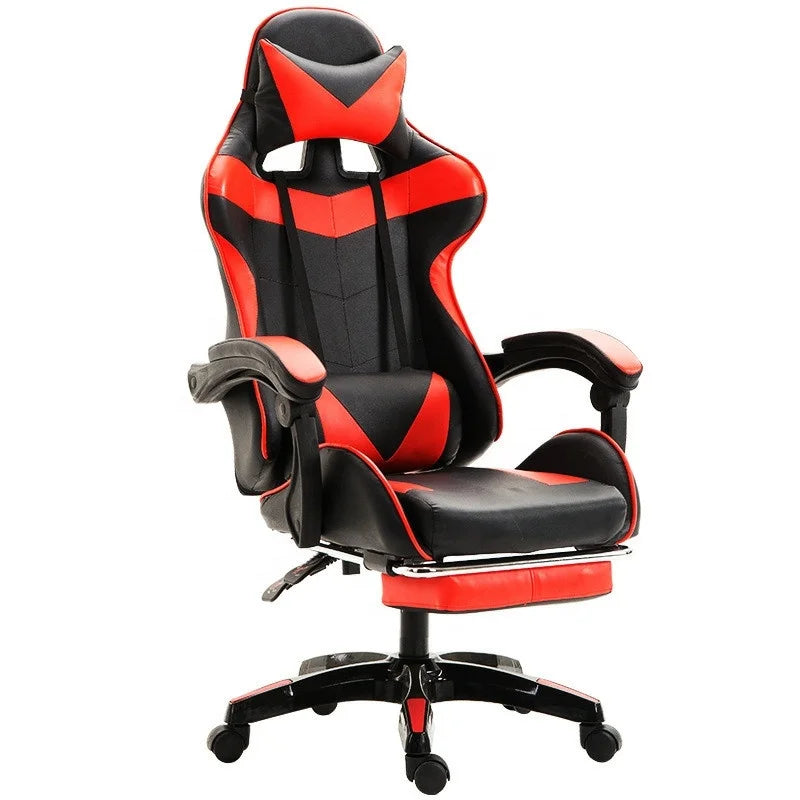 HKM-462867 Gaming Chair with Footrest, PU Upholstery, Nylon Base, and Smooth Wheels
