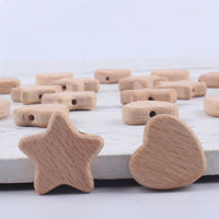 HKM-462931 Beech Wood Love Star Tooth Glue Beads for Creative DIY Projects - 10 Pack