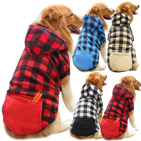 HKM-4629437 Plaid Zipper Pocket Sweater for Dogs and Cats, Multiple Sizes and Colors Available