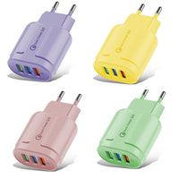 HKM-463059 3-Port Colorful Charging Adapter - American & European Standard Plug Options